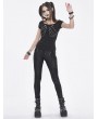 Devil Fashion Black Gothic Punk Chain Mesh Long Leggings for Women