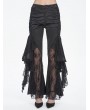 Devil Fashion Black Gothic Vintage Ruffle Lace Spliced Flared Pants for Women