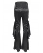 Devil Fashion Black Gothic Vintage Ruffle Lace Spliced Flared Pants for Women