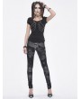 Devil Fashion Grey Gothic Punk Metal Buckle Printed Leggings for Women