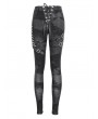 Devil Fashion Grey Gothic Punk Metal Buckle Printed Leggings for Women