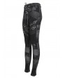 Devil Fashion Grey Gothic Punk Metal Buckle Printed Leggings for Women