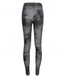 Devil Fashion Grey Gothic Punk Metal Buckle Printed Leggings for Women