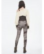 Devil Fashion Brown Gothic Punk Metal Buckle Printed Leggings for Women