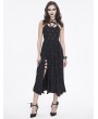 Devil Fashion Black Gothic Punk Cross Print Pentagram Strap Sexy Split Dress