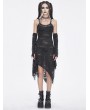 Devil Fashion Black Gothic Punk Irregular Slip Dress with Detachable Sleeves