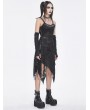 Devil Fashion Black Gothic Punk Irregular Slip Dress with Detachable Sleeves