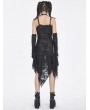 Devil Fashion Black Gothic Punk Irregular Slip Dress with Detachable Sleeves