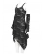 Devil Fashion Black Gothic Punk Irregular Slip Dress with Detachable Sleeves