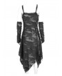 Devil Fashion Black Gothic Punk Irregular Slip Dress with Detachable Sleeves