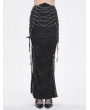 Devil Fashion Black Gothic Punk Buckle Chain Sexy Long Split Skirt