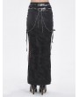 Devil Fashion Black Gothic Punk Buckle Chain Sexy Long Split Skirt