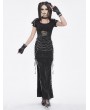 Devil Fashion Black Gothic Punk Buckle Chain Sexy Long Split Skirt