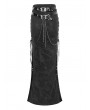 Devil Fashion Black Gothic Punk Buckle Chain Sexy Long Split Skirt