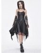 Devil Fashion Black Gothic Punk Chain Strap Slip Irregular Dress