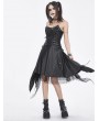 Devil Fashion Black Gothic Punk Chain Strap Slip Irregular Dress