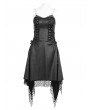 Devil Fashion Black Gothic Punk Chain Strap Slip Irregular Dress
