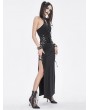 Devil Fashion Black Gothic Punk Sexy Sleeveless Halter Neck Maxi Dress