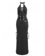 Devil Fashion Black Gothic Punk Sexy Sleeveless Halter Neck Maxi Dress