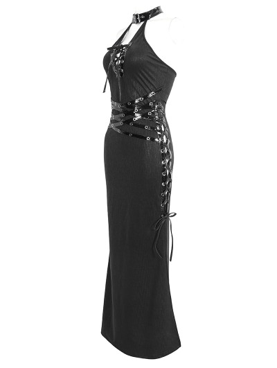 希少✨ディーゼル Halter Star Long Punk Dress マキシ Devil Fashion Black Gothic Punk Sexy Sleeveless Halter Neck