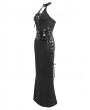 Devil Fashion Black Gothic Punk Sexy Sleeveless Halter Neck Maxi Dress