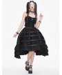 Devil Fashion Black Gothic Punk Open Front Ruffle Hem Half Skirt