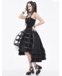 Devil Fashion Black Gothic Punk Open Front Ruffle Hem Half Skirt