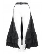 Devil Fashion Black Gothic Punk Open Front Ruffle Hem Half Skirt