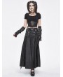 Devil Fashion Black Gothic Punk Studded Leather Belt Long Sexy Slit Skirt