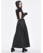 Devil Fashion Black Gothic Punk Studded Leather Belt Long Sexy Slit Skirt