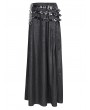 Devil Fashion Black Gothic Punk Studded Leather Belt Long Sexy Slit Skirt