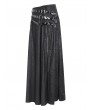 Devil Fashion Black Gothic Punk Studded Leather Belt Long Sexy Slit Skirt