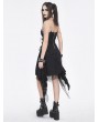 Devil Fashion Black Gothic Ripped Irregular Chain Strap Slip Irregular Dress