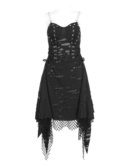 knee length dresses for ladies Mesh Mini Dresses Gothic Black / L main image 0