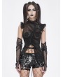 Devil Fashion Black Gothic Ruffle Drawstring Sexy Sleeveless Top for Women