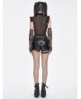 Devil Fashion Black Gothic Ruffle Drawstring Sexy Sleeveless Top for Women