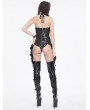 Devil Fashion Black Gothic Zip-Up Halter PU Leather One-Piece Sexy Lingerie