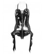 Devil Fashion Black Gothic Zip-Up Halter PU Leather One-Piece Sexy Lingerie