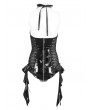Devil Fashion Black Gothic Zip-Up Halter PU Leather One-Piece Sexy Lingerie