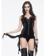 Devil Fashion Black Gothic Zip-Up Halter Sexy Velvet Lingerie
