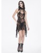 Devil Fashion Black Gothic Perspective Lace Backless Sexy Lingerie
