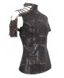 Devil Fashion Brown Steampunk Gothic Asymmetric Shoulder Short Sleeve T-Shirt for Women