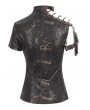 Devil Fashion Brown Steampunk Gothic Asymmetric Shoulder Short Sleeve T-Shirt for Women