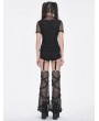 Devil Fashion Black Gothic Punk O-Ring Decor Fishnet Short Sleeve T-Shirt for Women