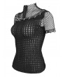 Devil Fashion Black Gothic Punk O-Ring Decor Fishnet Short Sleeve T-Shirt for Women