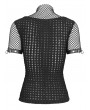 Devil Fashion Black Gothic Punk O-Ring Decor Fishnet Short Sleeve T-Shirt for Women