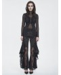 Devil Fashion Black Gothic Long Irregular Trumpet Sleeve Mesh Top for Women