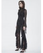Devil Fashion Black Gothic Long Irregular Trumpet Sleeve Mesh Top for Women