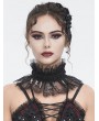 Eva Lady Black Gothic Beading Cross Lace Pleated Collar