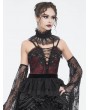 Eva Lady Black Gothic Beading Cross Lace Pleated Collar